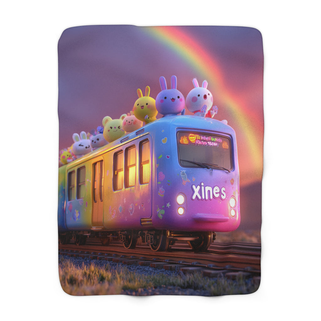 Cozy Bunny Train Sherpa Fleece Blanket