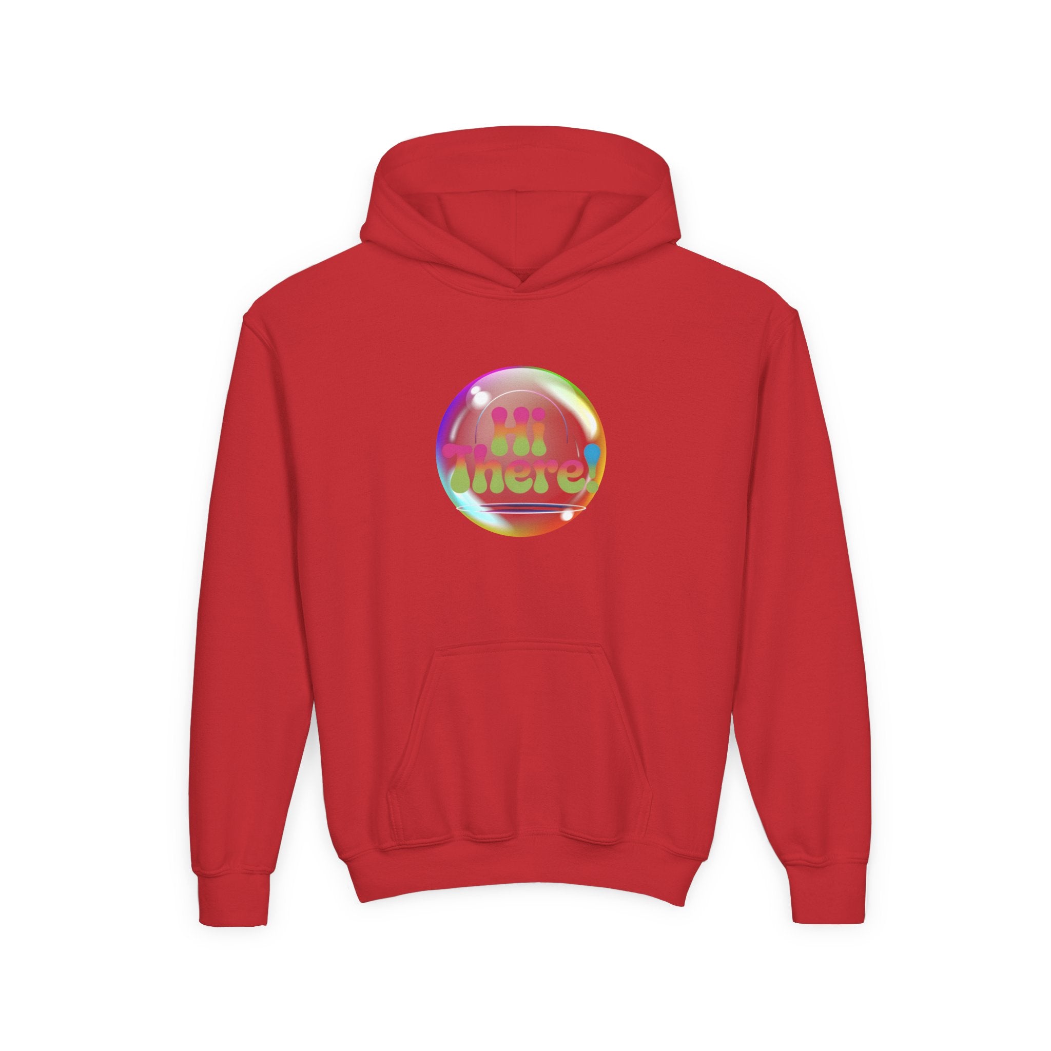 Colorful Youth Hoodie with 'Hi There!' Design