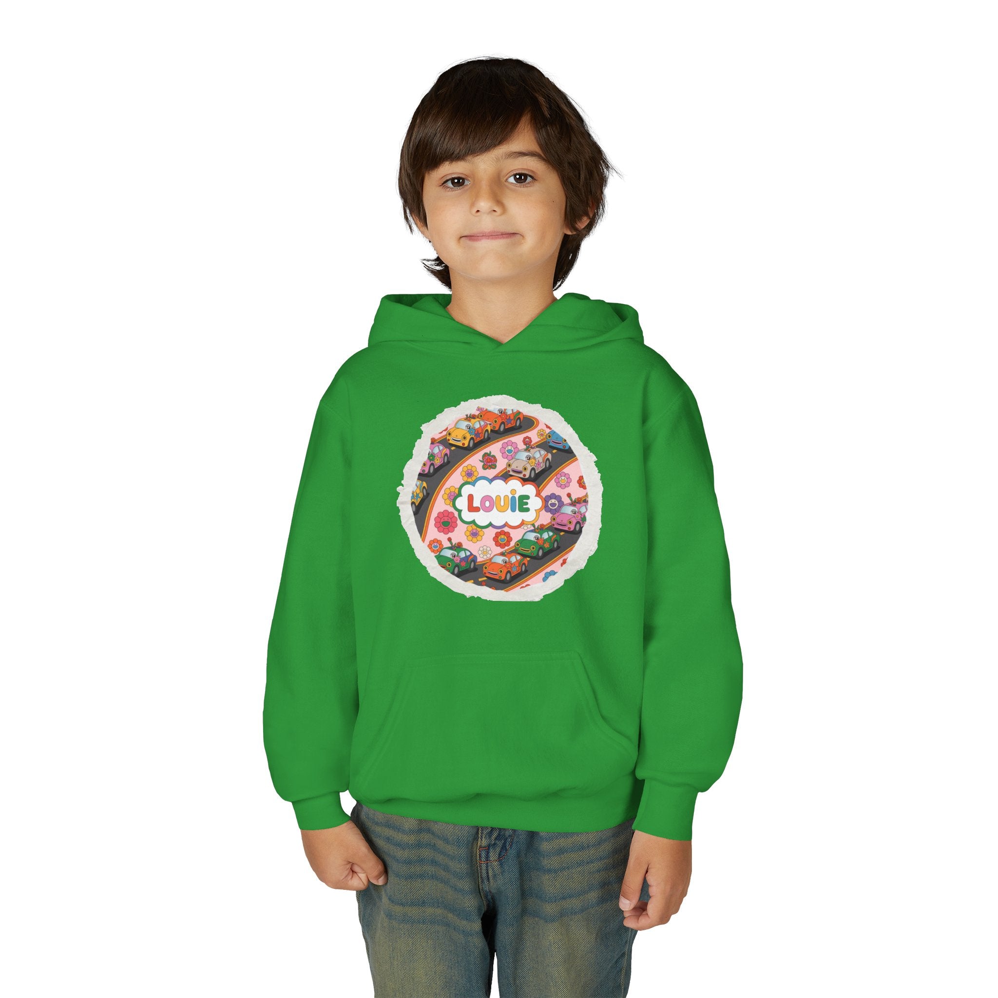 Youth Floral Customizable Hoodie, Cozy Sweatshirt for Boys and Girls, Perfect Gift for Kids, Louie, Teenage Birthdays, Celebrations, [...]