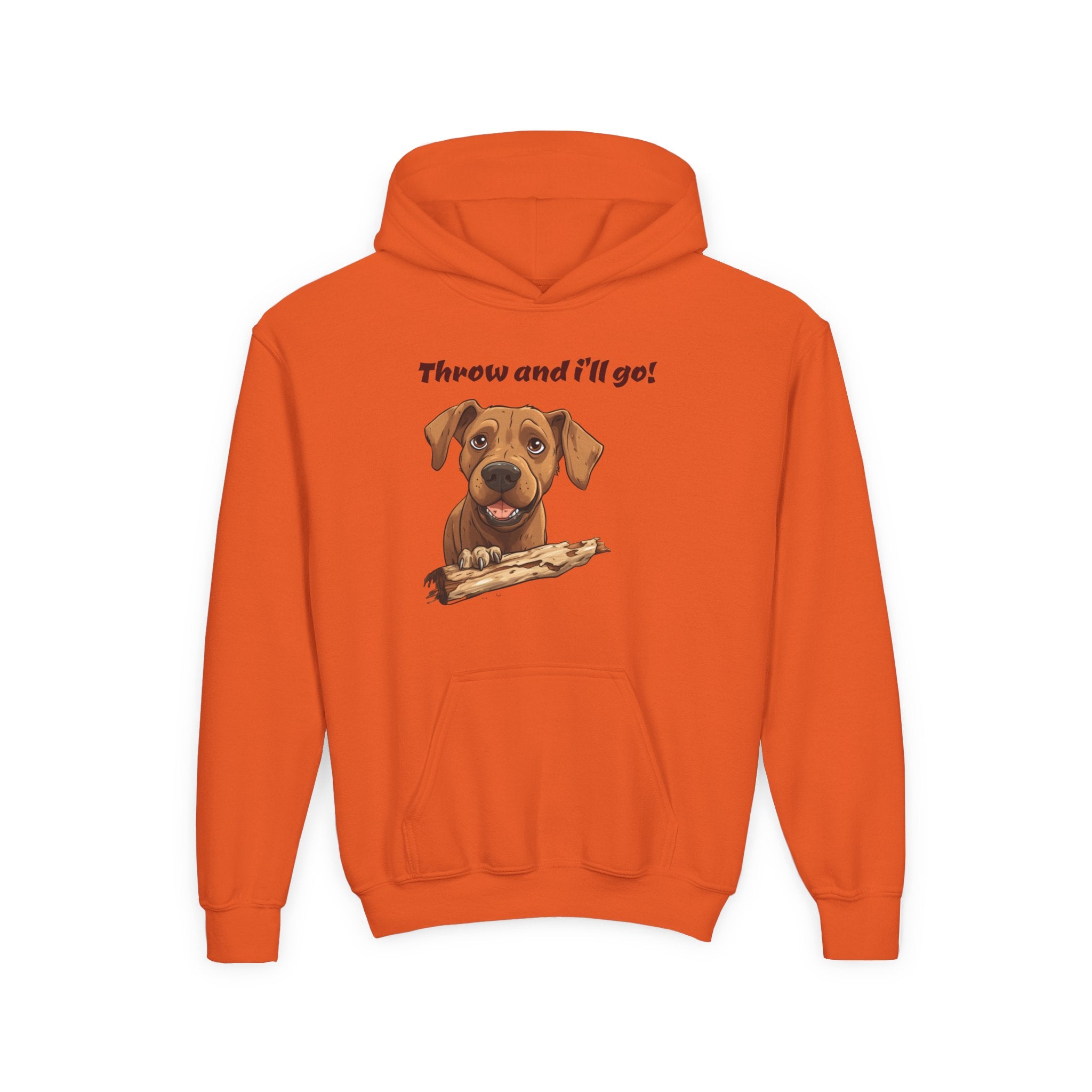 Youth Heavy Blend Dog Lover Hoodie, Cute Dog Sweatshirt, Kids Animal Apparel, Perfect for Gift Giving, Throw and I’ll Go Design