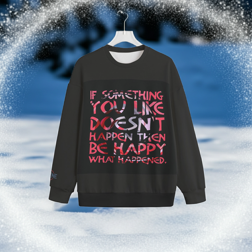 All-Over Print Unisex Drop-shoulder Knitted Fleece Sweater Yoycol